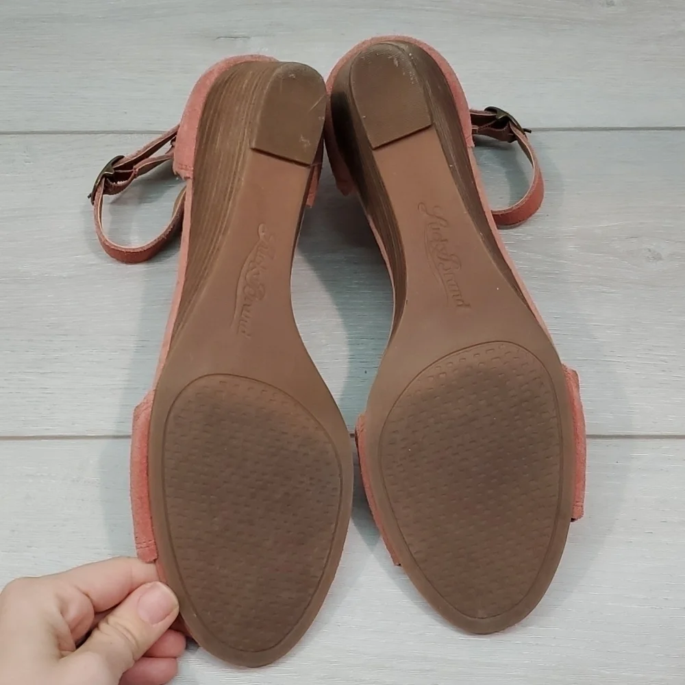 Lucky Brand Womens Jebelle Ankle Suede Strap Wedge Sandals shoes sz 9.5M